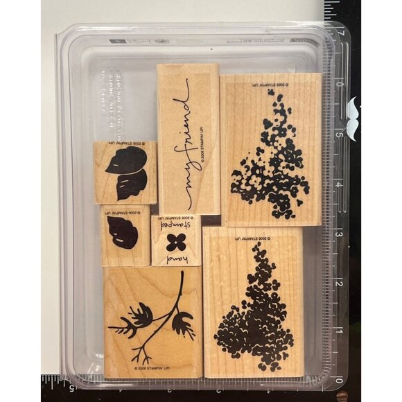 UNSTAMPED Stampin Up! Blossoms Abound 107363 Wood Mounted Rubber Stamp Set leaf - Picture 1 of 3